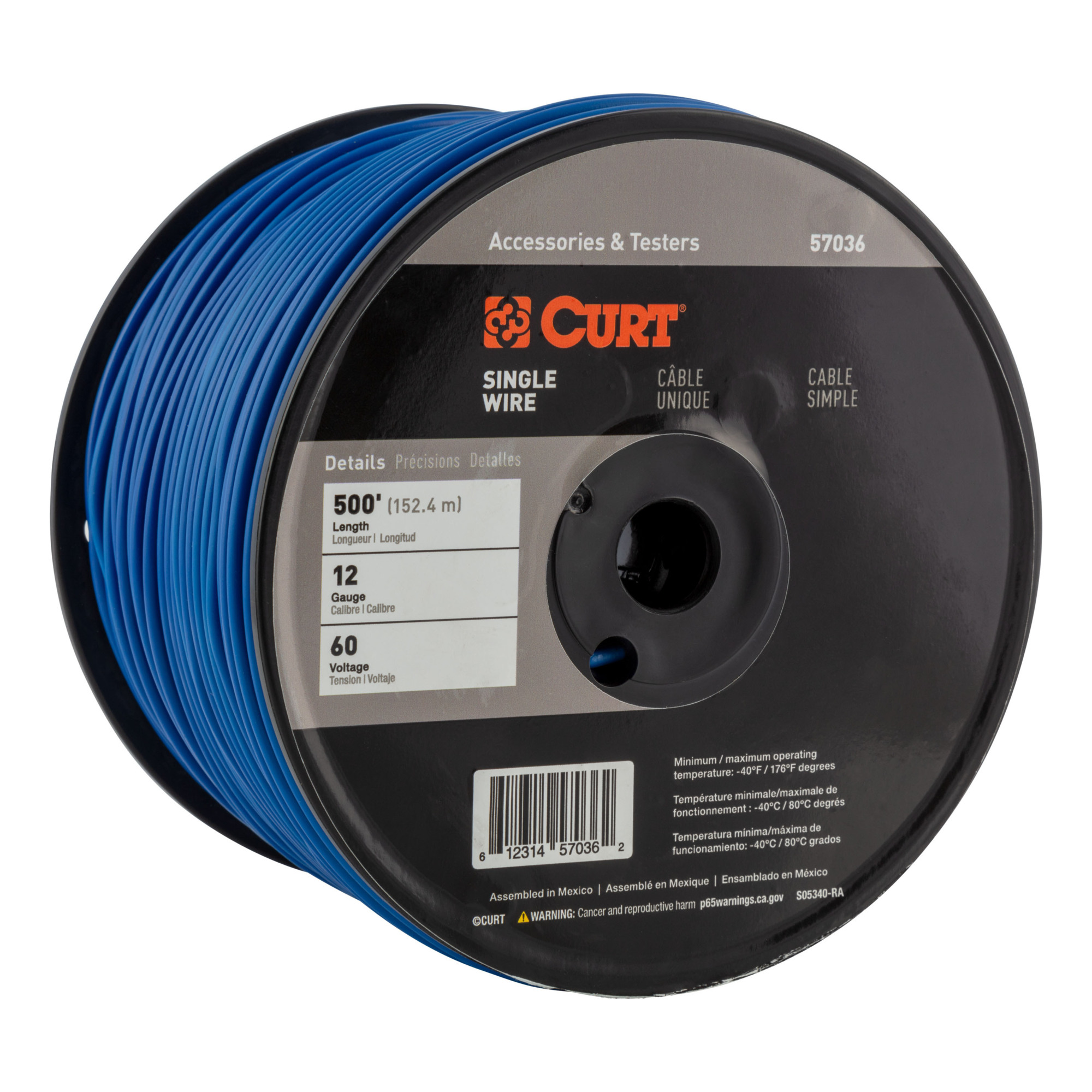 Curt Manufacturing Automotive Primary Wire — 500ft., 12-Ga., Blue, 60 Volts, Model# 57036